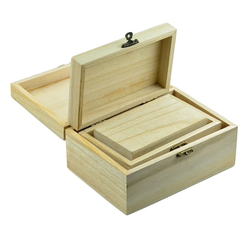 3pcs Wood Box Jewelry Case Unpainted Home Office Stores Organizing Boxes | Дом и сад