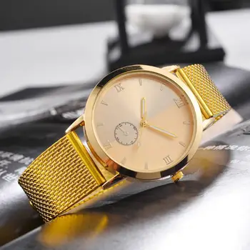 

Fashion Men Women Watch Round Sub Dial Mesh Alloy Band Roman Numerals Analog Simple Couple Quartz Wrist Watches zegarek damski