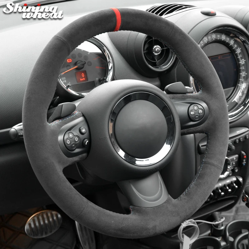 

Shining wheat Hand-stitched Black Alcantara Steering Wheel Cover for Mini Coupe