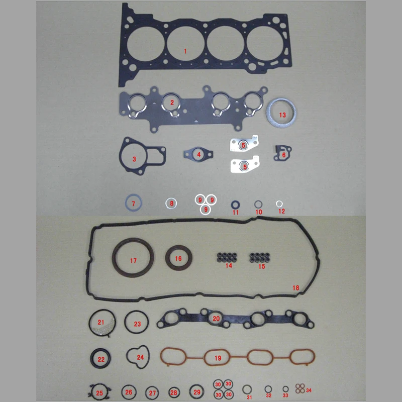 Полный комплект прокладок для Toyota Tacoma 2 7 л 2.7л DOHC 16 В 2TR 2TRFE двигатель 2005 2010| |