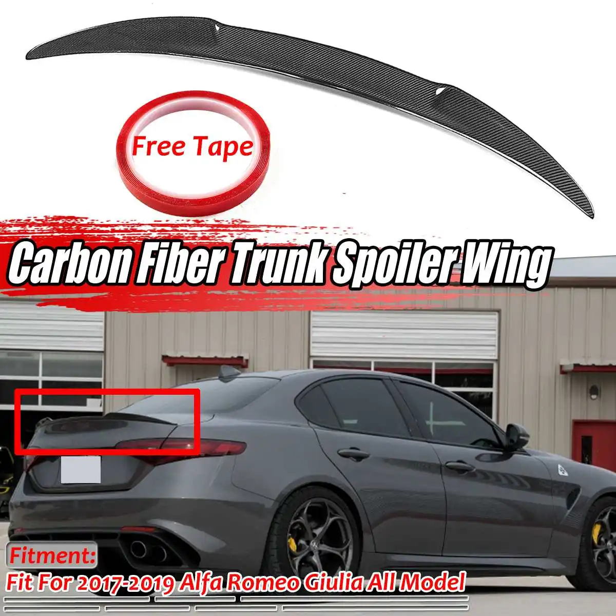 

High Quality Real Carbon Fiber Car Rear Trunk Boot Lip Spoiler Wing Lip For Alfa For Romeo Giulia 2017-2019 Quadrifoglio Style