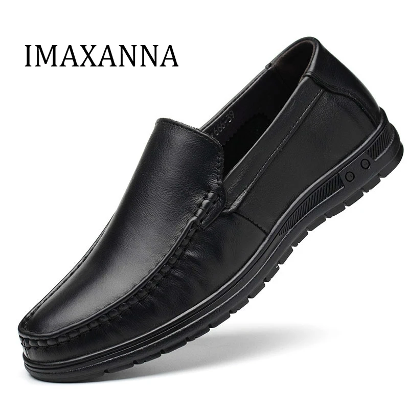 

IMAXANNA 2020 Men Genuine Leather Shoes Loafers Luxury Brand Mens Casual Shoes Comfortable Slip On Black Driving Shoe Ayakkabı