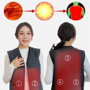 

USB Heated Vest Winter Outdoor Heated Sleevless Winter Carbon Polyester Electric Thermal Clothing Waistcoat Heater stripe Vests