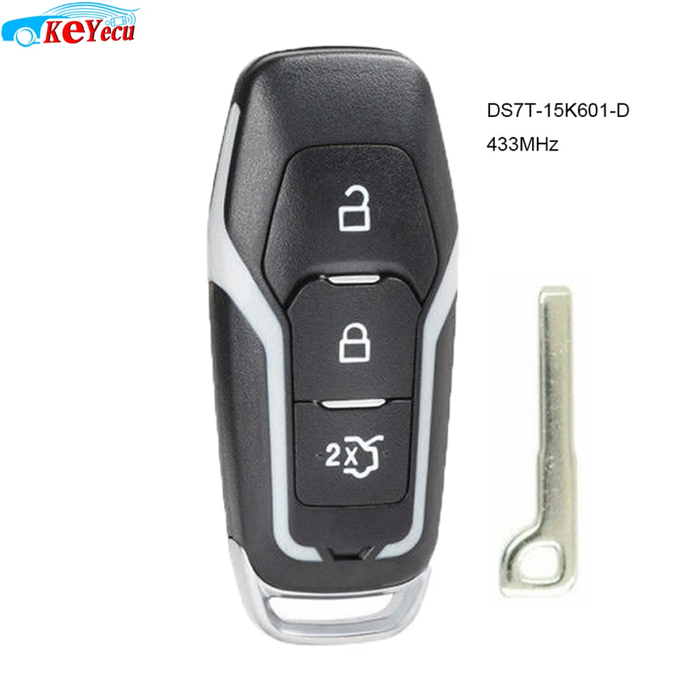 KEYECU умный дистанционный Автомобильный ключ ASK 433 МГц с чипом HITAG PRO для Ford Mondeo Edge S-Max Galaxy- FCC: DS7T-15K601-D