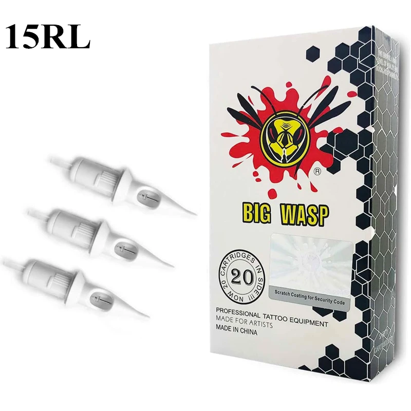 Одноразовые стерилизованные безопасные картриджи для татуировок BIGWASP White 15RL иглы