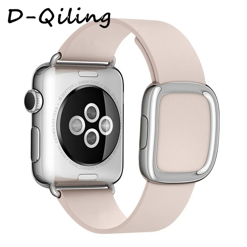 D-Qiling ремешок из натуральной кожи для apple Watch band 4(iwatch 5) 44 мм 40 мм apple watch 3 2 1 ремешок 42 мм 38 мм современные ремешки с пряжками - Цвет ремешка: Beige