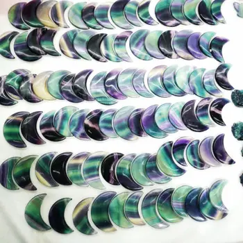 

2pcs natural fluorite quartz crystal engraved moon healing collection gift