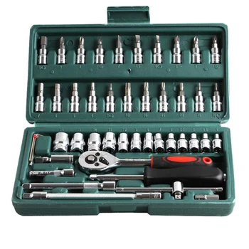 

1/4" 46pcs Spanner Socket Set Car Repair Screw Driver Ratchet Wrench Tool Kits