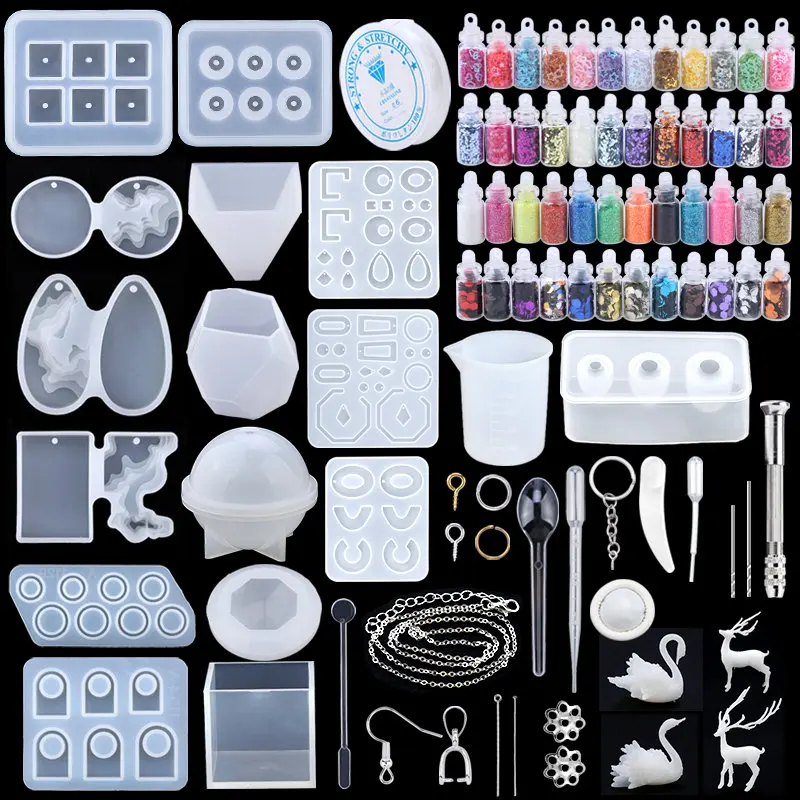 16 Styles Epoxy Casting Molds Set Silicone UV Casting Tools Kits Resin Casting Molds For Jewelry Making DIY Earring Findings