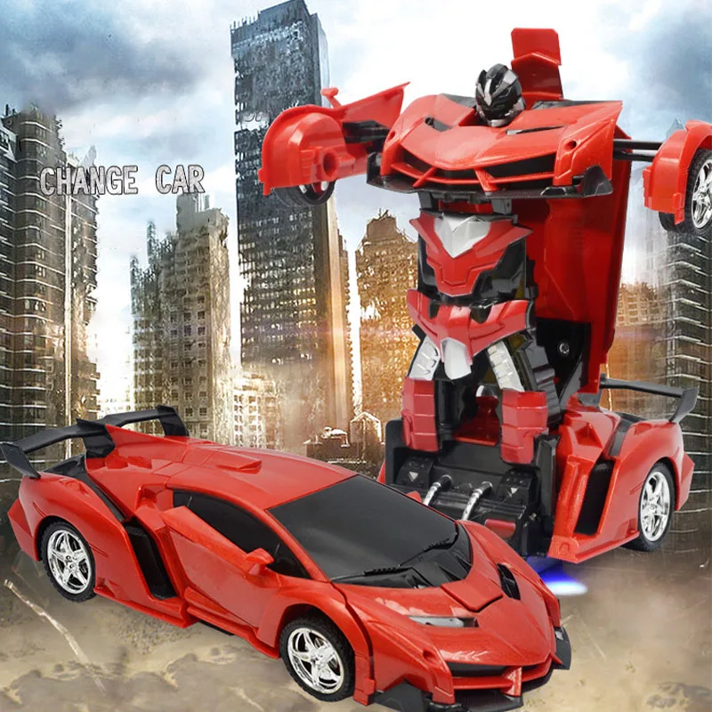 Baratos Transformador de RC 2 en 1 RC coche de conducción coches deportivos de transformación Robots modelos de Control remoto coche RC juguete de lucha regalo