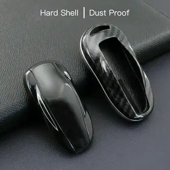 

Carbon Fiber Key Cover Case Car-Styling For Tesla Model 3 Fob Cover Case Shell with Keyring For Tesla Model S Auto Accessories