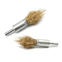 2 шт 16 мм с латунным покрытием стальной наконечник щетки 6 мм хвостовик Ручка Тип полировки инструмент для чистки весов/Ржавчины/грязи/жирной грязи/металла