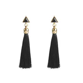 

Bohemian Crystal Long Tassel Earrings Black Blue Red Pink Silk Fabric Drop Dangle Earrings Women Jewelry For Party Beach