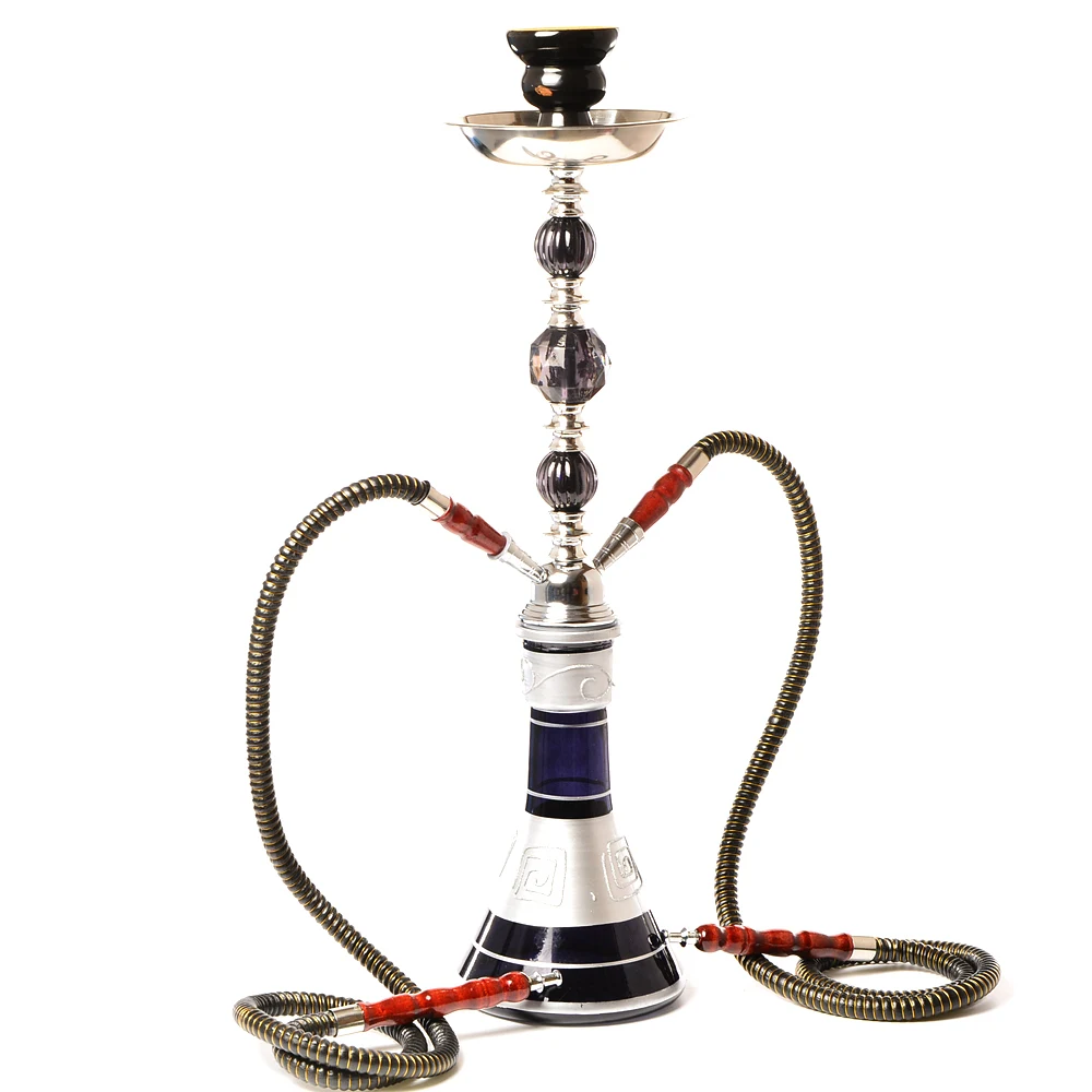 Online Vidrio medio Hookah Cachimba pipa Shisa Sisha doble manguera viaje Chicha Nargile con accesorios Narguile Bowl pinzas para carbón