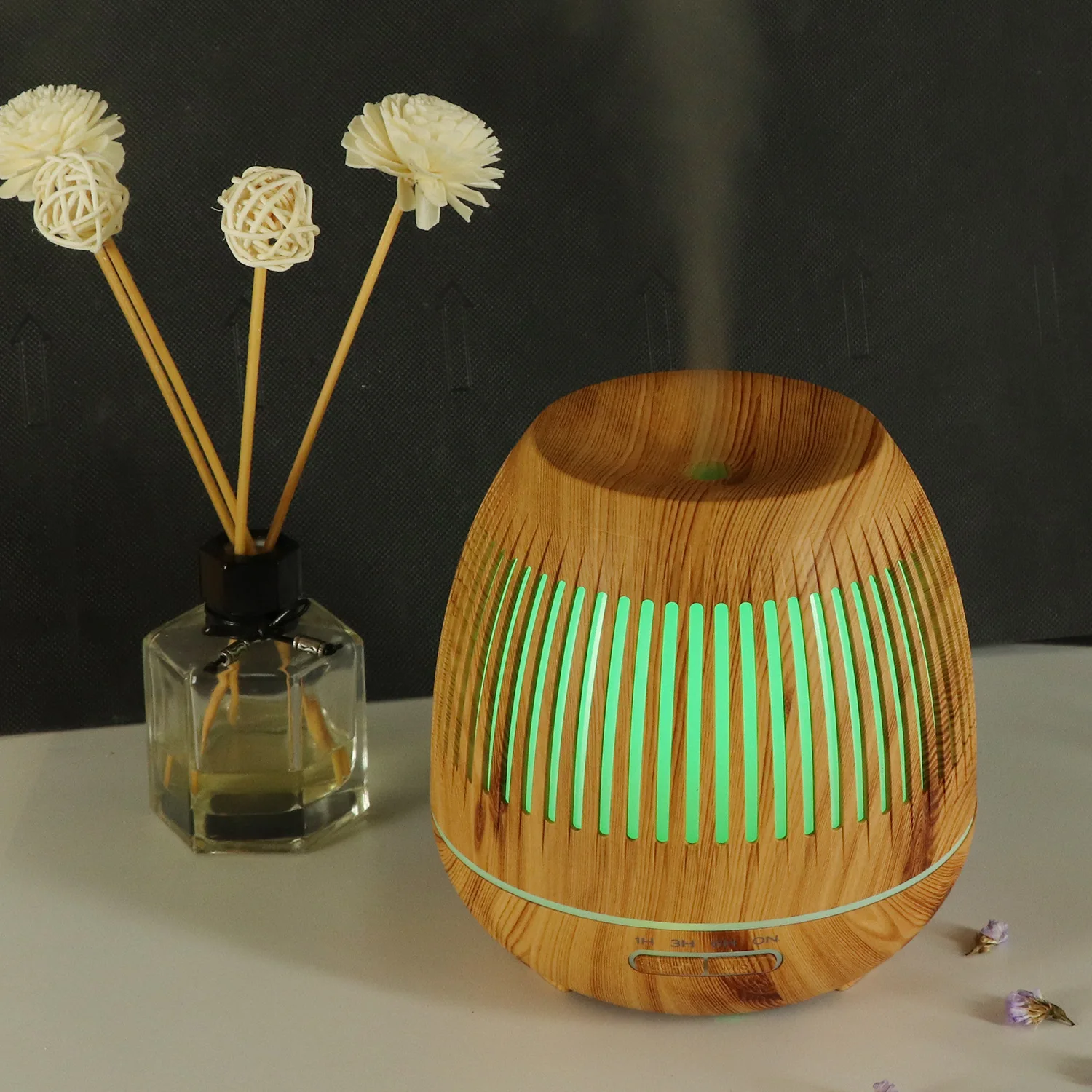 

Wholesale 400 Ml Humidifier Hollow out Night Light Humidifier Wood Grain Mini Humidifier Air Cleaner Aroma Diffuser