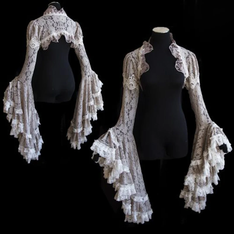 

Imily Bela Vintage Short Jacket Women Lace Flare Sleeve Ruffle Open-stitch Medieval Victoria Short Coat Masquerade Wear