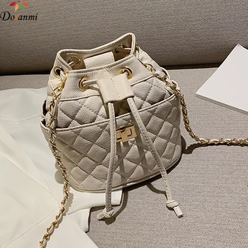 

DORANMI Diamond Lattice Bucket Bags For Women 2020 Quality String Closure Small Barrel-shape Shoulder Bag Crossbody Bags BG663