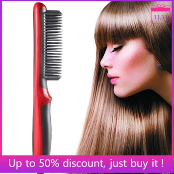 

Multifunctional Hair Brush Men Beard Straightener Ceramic Hair Straighteners Flat Iron Curling Straightening Comb Hair Styler