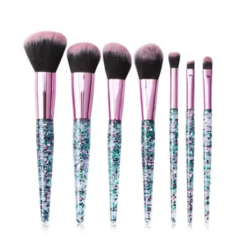 

7 Transparent Flash Drill Handle Makeup Brushes Set Pro Powder Eyeshadow Eyeliner Eye Brow Blend Concealer Shading Make Up Brush