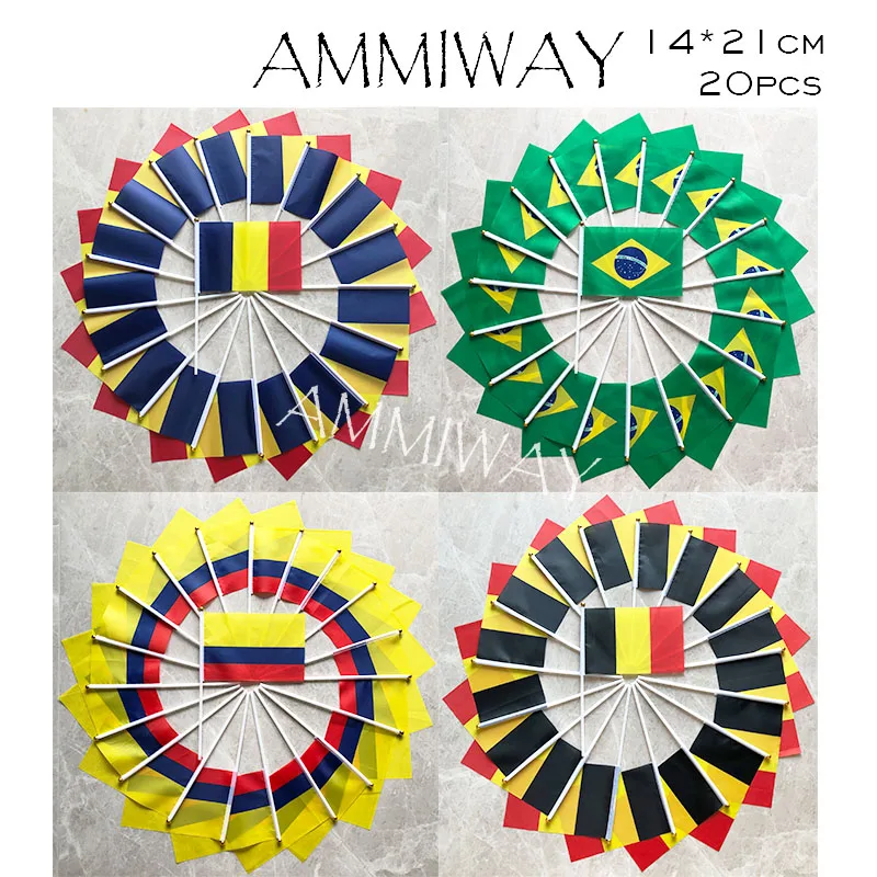 AMMIWAY 14x21 см 20 шт. Румыния Бразилия Колумбия Бельгия страны мира Национальный флаг