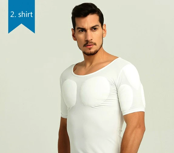 Мышечная нижняя рубашка PRAYGER для мужчин Pecs грудные мышцы топы Корректирующее белье мягкое нижнее белье - Цвет: white short