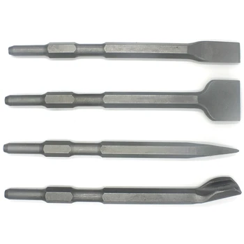 

4Pcs 17mm HEX Shank 280mm Chisels Set Point Groove Gouge Flat Chisel Electric Hammer Drill Break Concrete Brick Wall Drilling