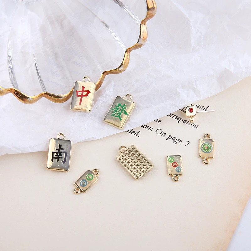 10 шт.,,, креативные забавные серьги-гвоздики из сплава в виде капель маджонг, пинцет, серьги-гвоздики для женщин, материал, ювелирные изделия, аксессуары