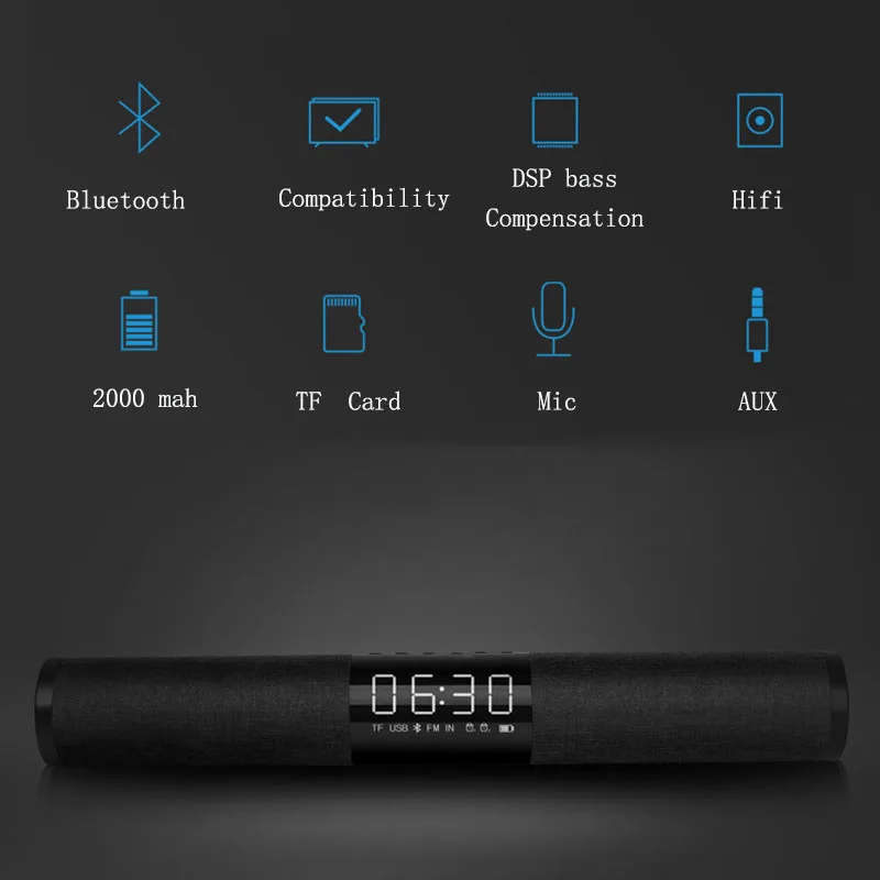 Высокая мощность ТВ Bluetooth Саундбар динамик полосы портативный сабвуфер 3D объемные колонки Поддержка FM радио Будильник TF USB