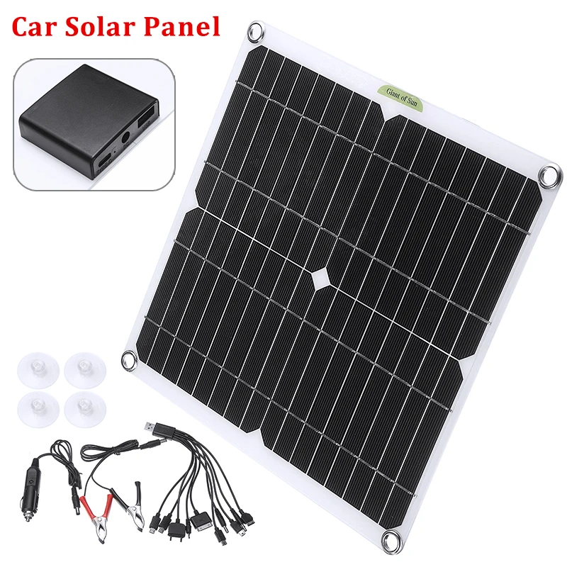 

Pohiks 80W 18V Monocrystalline Solar Panel Mobile Phone Charger Dual USB Output Solar Cells Poly Solar Panel For Car Charger