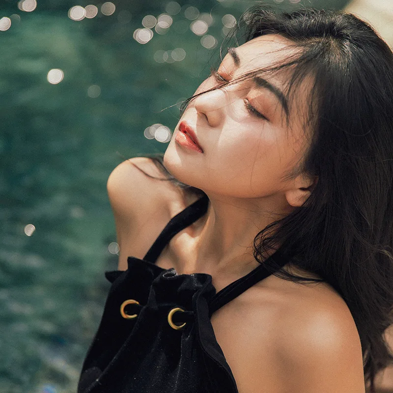 Цельный купальный костюм бикини женский купальный костюм, купальники женский цельный древний однотонный полиэстер Sierra