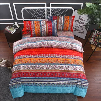 

Bohemian Duvet Cover Set Colorful Boho Floral Bedding Indian Tribal Exotic Comforter Cover Bed Linen Striped Bedding Sets