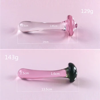 New Crystal Mushroom Penis Glass Men's Women's G-Spot Anal butt plug Beads Masturbation erotic Expander adults Sex toys Products 3