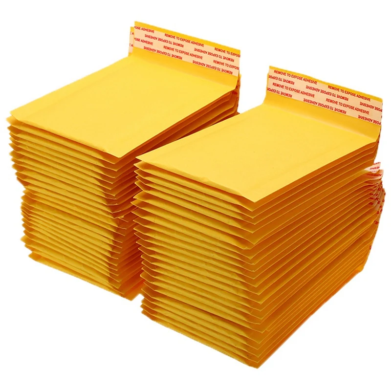 100 Pc/Lot Thickened Kraft Paper Bubble Envelopes Bags Mailers Padded Envelope with Bubble Mailing Bag Business Supplies 12X18Cm