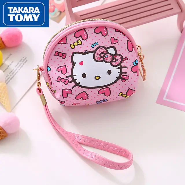 TAKARA TOMY Cute Cartoon Cartoon Hello Kitty Holding Zipper Coin Purse Simple Child Coin Bag Small Bag 6