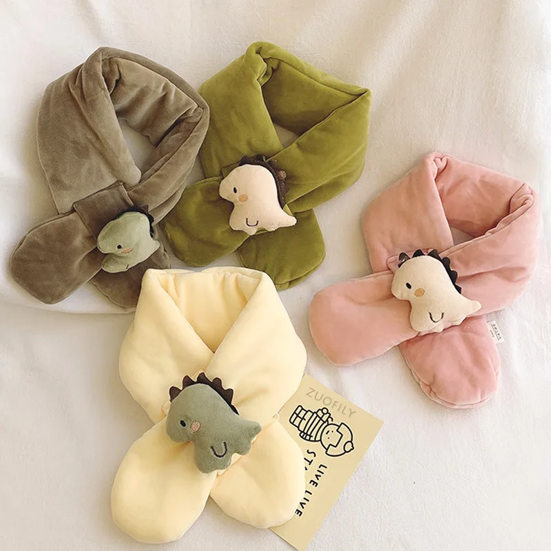 New Baby Cute Cartoon Dinosaur Scarf Children Autumn Winter Warm Toddler Boys Girls Newborn Scarves Kids Infant Soft Neck Warmer