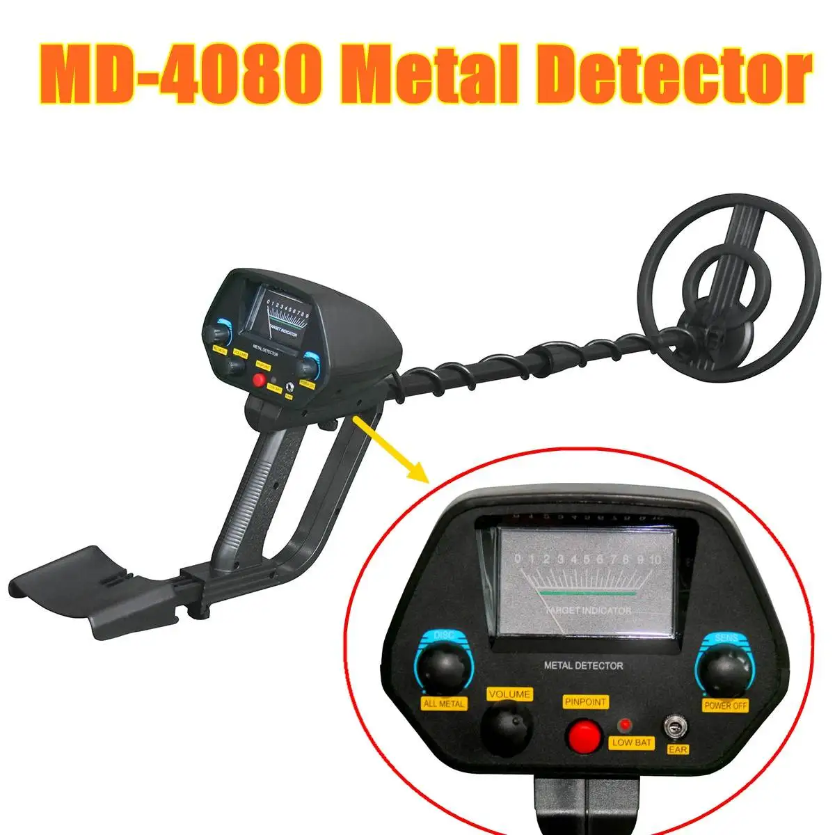 Detector de Metais Detector de Ouro Comprimento de Metal Buscador de Tesouro Ajustável Detector Portátil Md-4080