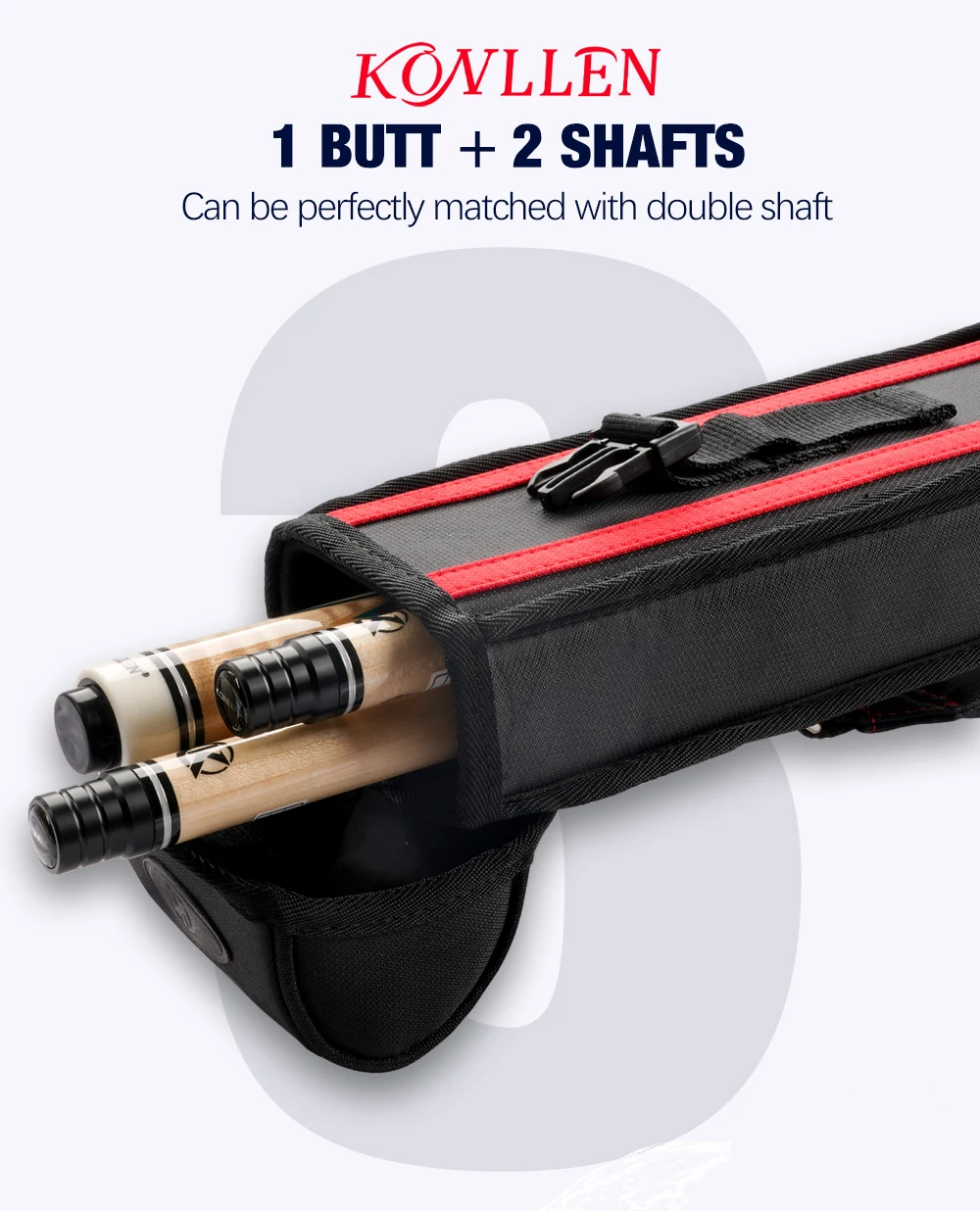 KONLLEN Cue Case 1/2 3 Holes Carom Cue Case 1 Butt 2 Shafts Pool Cue Case Bag 82cm Length Billiard Cue Hard Case  Free Shipping