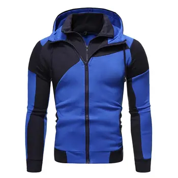 

Men's Personality Stitching Double Zipper Hooded Slim Sweatshirt