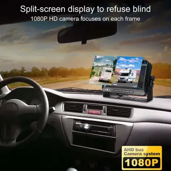 

7" 1080P HD Monitor AHD Front&Rear Double Recording Bus RV Driving Recorder Backup Camera Wireless Reversing Camera