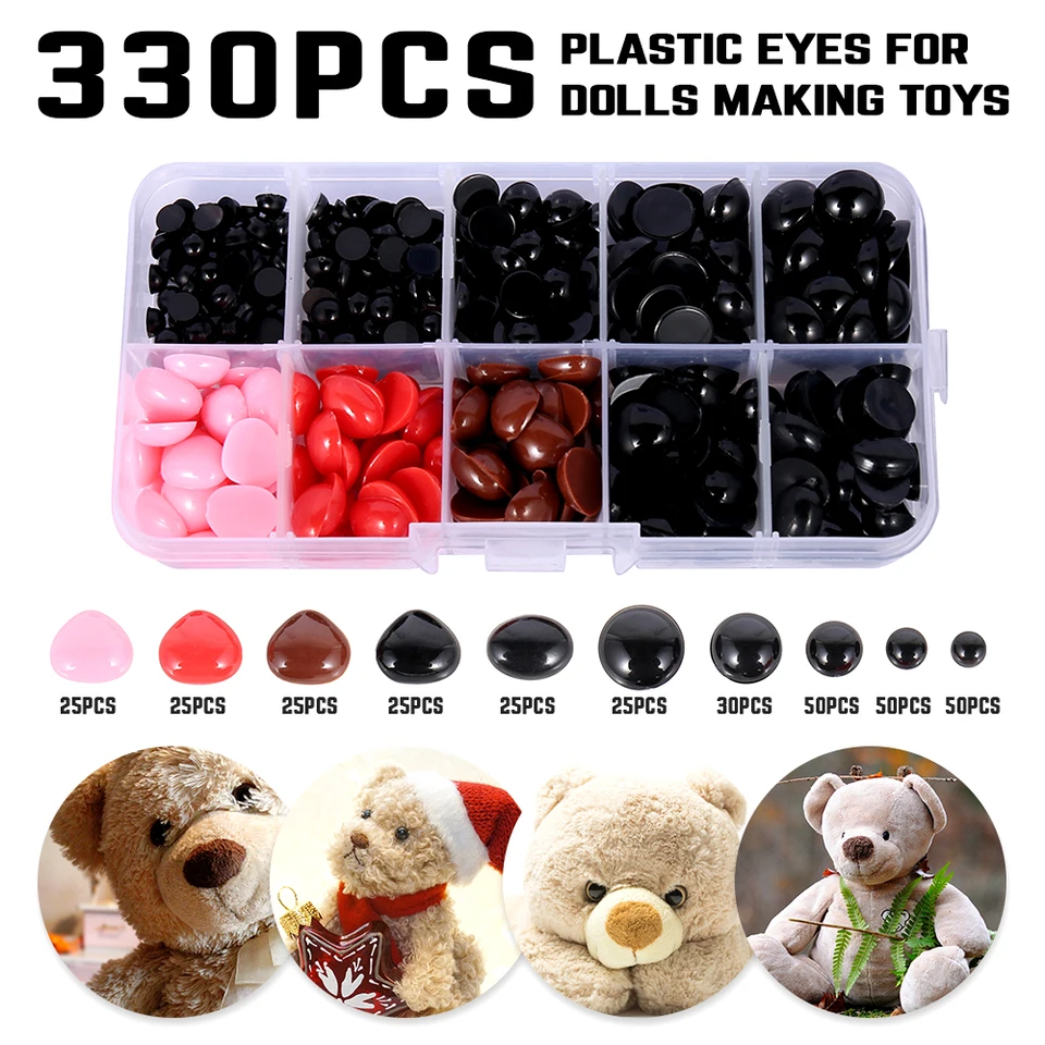 205 Round Flat Eyes 125 Nose Triangle Nose Plastic Eyes For Dolls Making Toys Teddy Bear Dolls Eyes Amigurumi Making Accessories Dolls Accessories Aliexpress