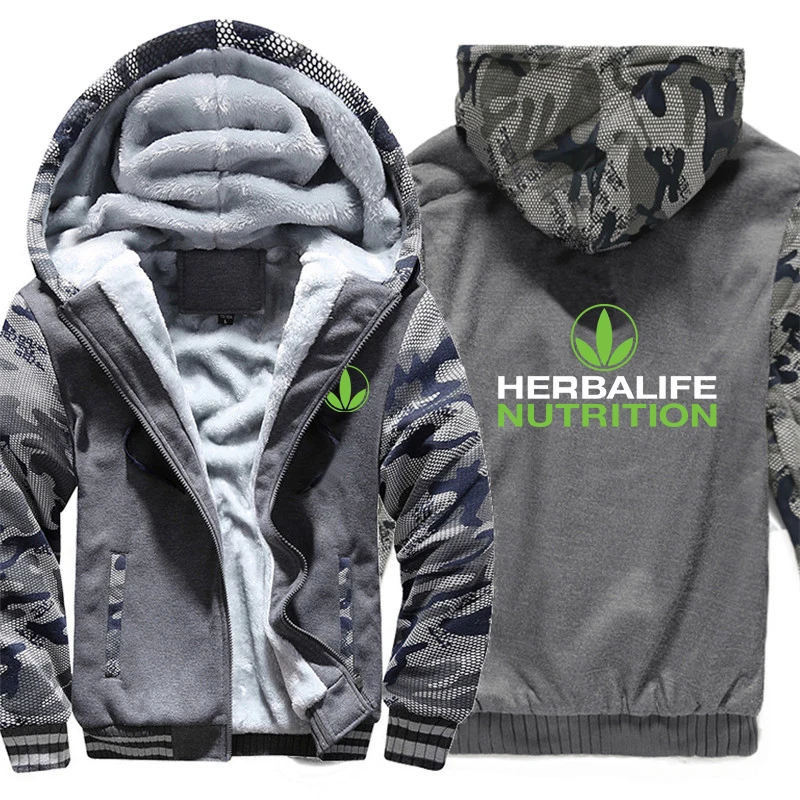 Herbalife Nutrition толстовка с логотипом, зимняя утепленная камуфляжная новая куртка на молнии для мужчин и женщин, флисовая камуфляжная толстовка с капюшоном - Цвет: As picture1