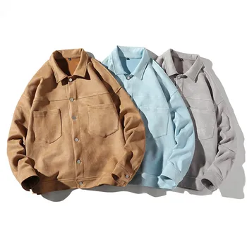 

Men Fashion Jackets New Men's Japan Style Big Pocket Jacket Coats Solid Color Turn-Down Collar Jacket Male Clothing