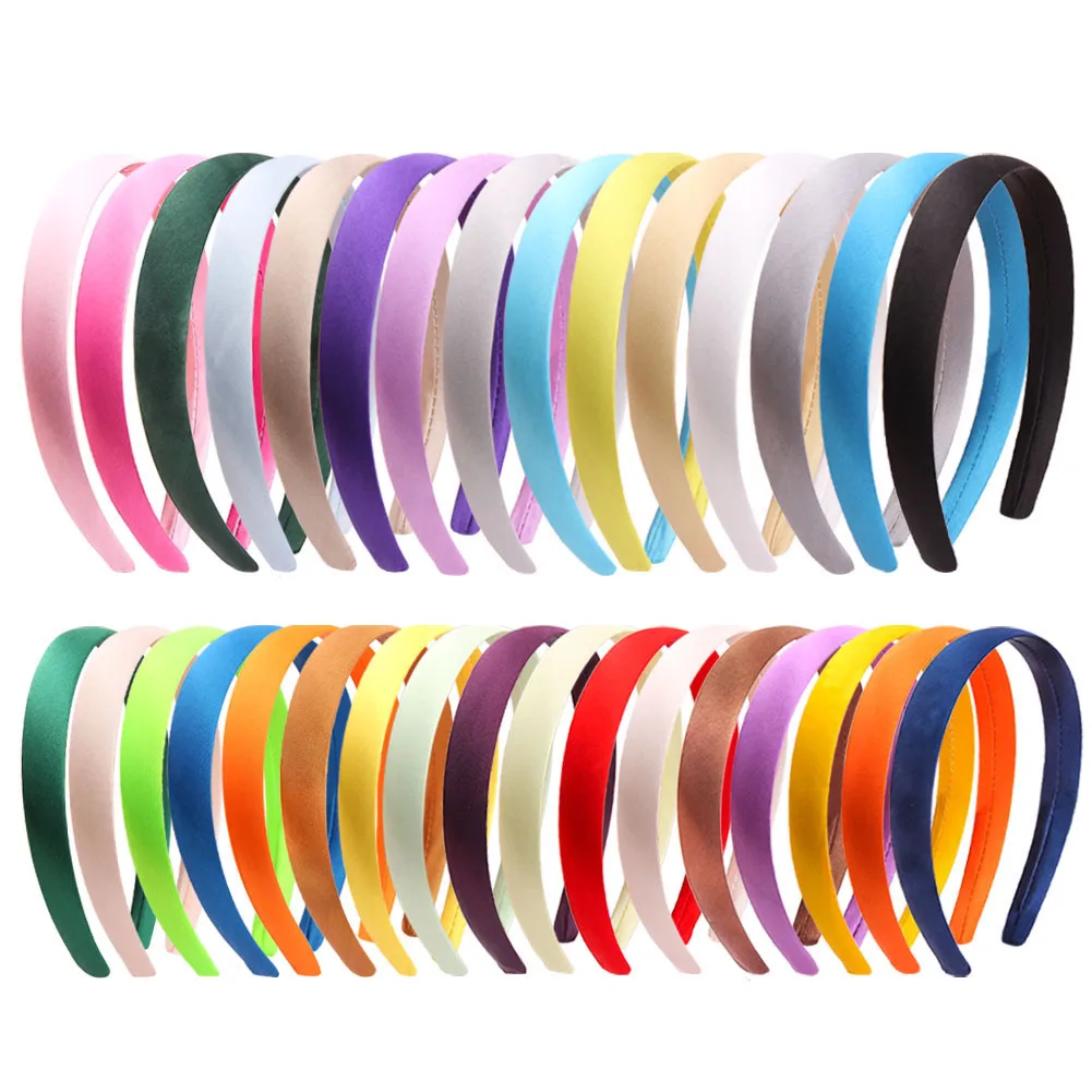 1pcs 1.5 2cm DIY All-inclusive cloth Simple Satin Headband Girl Hair Hoop Headwear Hairband Women Plastic ABS Hair Accessories