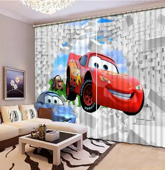 

Fashion Customized Window Curtain Cartoon Drapes Cotinas For Living Room Kids Bedroom Curtain Wall car design