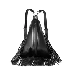 Women's Backpack PU Leather Handbag 2021 Female Shopper Fashion European and American Punk Style Tassel Large Capacity Schoolbag