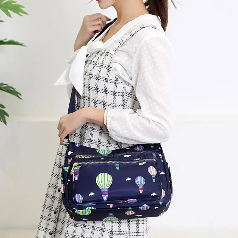 

Multi-function Nylon Bag Women Multi Pocket Large Colorful Printing Casual Crossbody Bags Ladies Shoulder Crossbody Handbags
