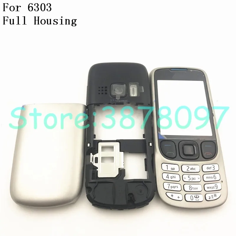 

New Original Full Phone Housing Cover Case+English Keypad For Nokia 6303c 6303+Logo