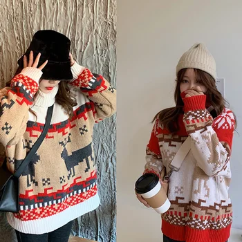 

2020 Winter Korean Fashion Lady Sweater Women long Sleeve High collar Pullovers Knitted Sweaters Shirt pull femme sueter mujer