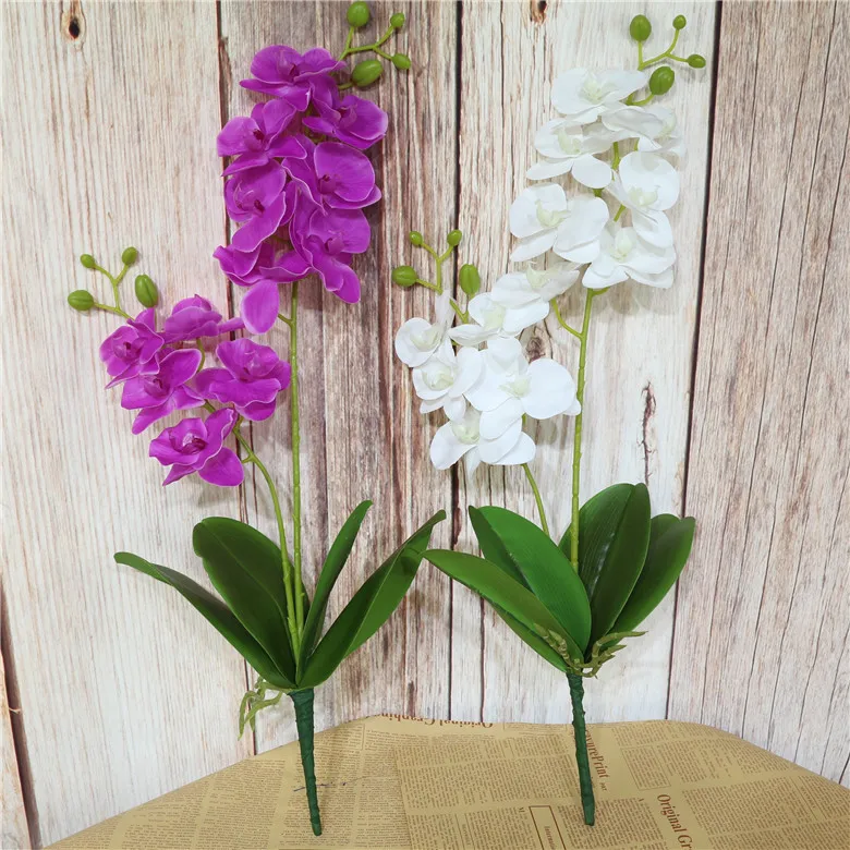 1Pcs 2 Heads Artificial Flower Phalaenopsis Fake Silk Cloth Butterfly Orchid Plastic Potted Home Party Decoration Four Color JH159 (1)
