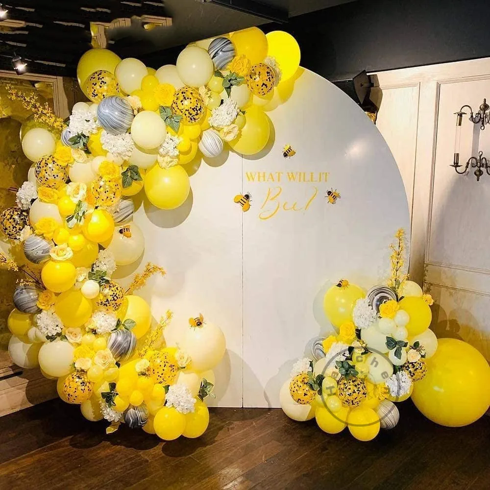122pcs Honeybee Theme Party Decor Black Agate Confetti Latex Balloons Bee Garland Arch theme Birthday Supplies | Дом и сад